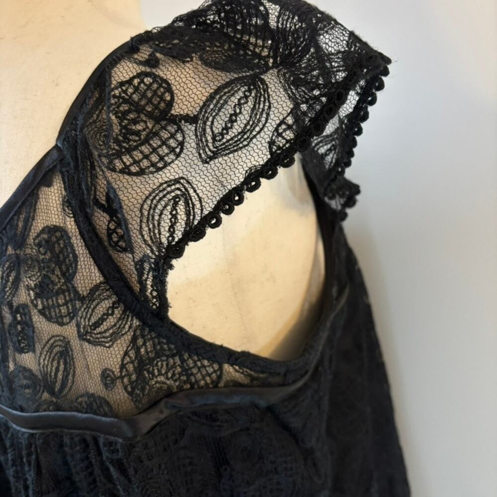 Matty M Black Lace Dress Cap Sleeve Floral Large - Picture 11 of 14